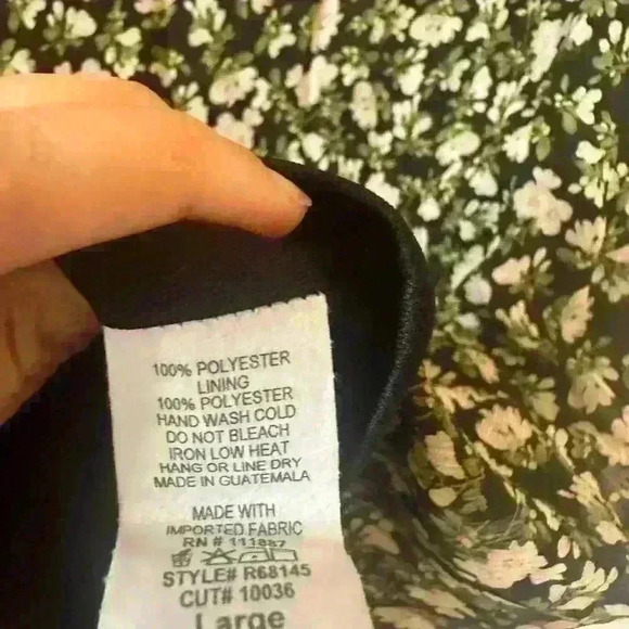 Farrow floral boho bell-sleeve dress – romantic ditsy print, black/ivory, size L - Picture 6 of 6